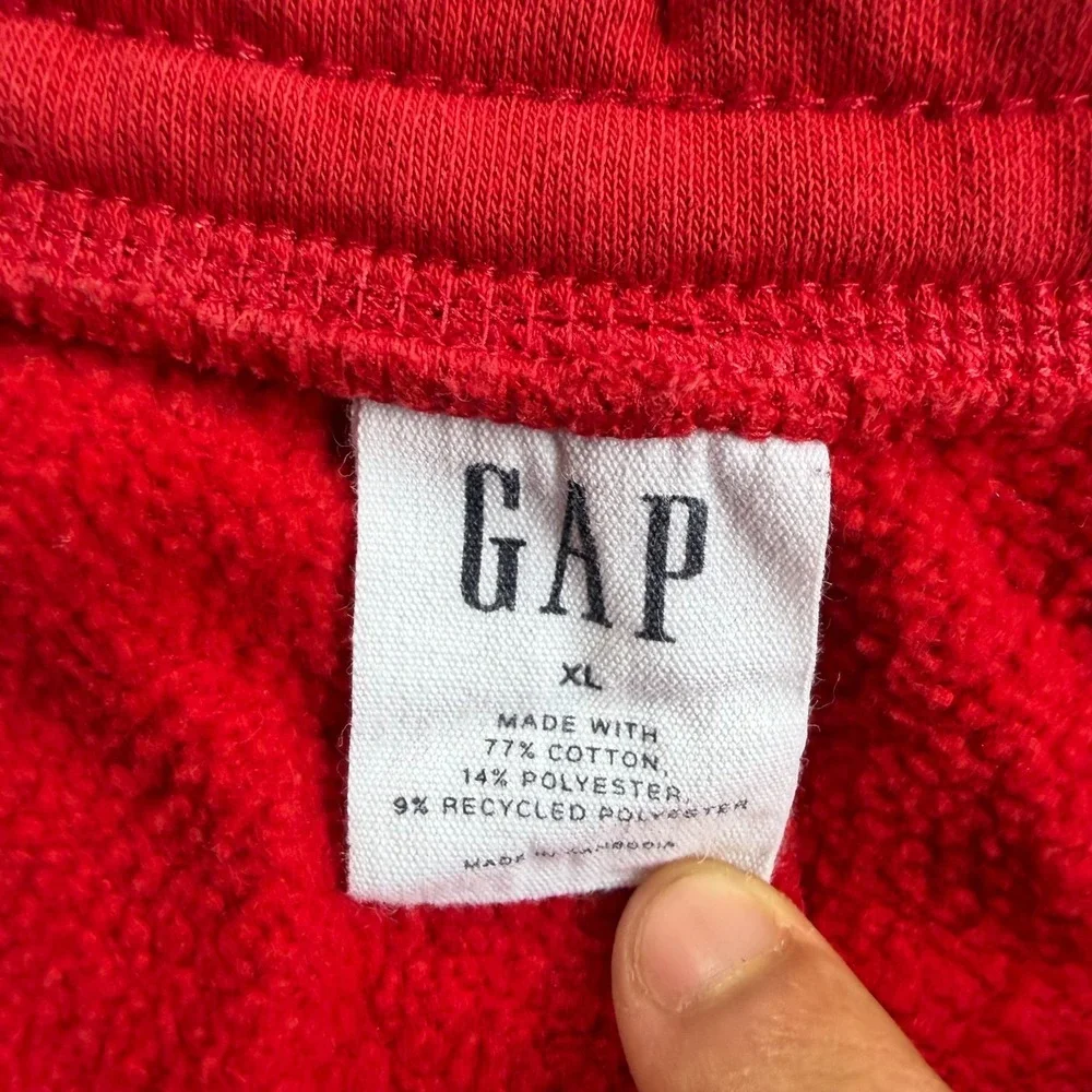 Gap Sweatpants Red Fleece Logo Joggers Drawstring Women XL